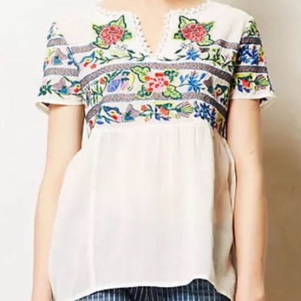 Anthropologie Vanessa Virginia Moineau Bouquet Top